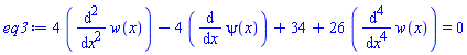 4*(diff(diff(w(x), x), x))-4*(diff(psi(x), x))+34+26*(diff(diff(diff(diff(w(x), x), x), x), x)) = 0