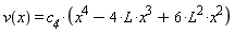 v(x) = c__4*(6*L^2*x^2-4*L*x^3+x^4)