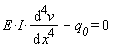 I*E*(diff(v(x), x, x, x, x))-q__0 = 0