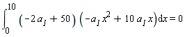 int((-2*a__1+50)*(-a__1*x^2+10*a__1*x), x = 0 .. 10) = 0