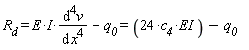 R__d = I*E*(diff(v(x), x, x, x, x))-q__0 and I*E*(diff(v(x), x, x, x, x))-q__0 = 24*EI*c__4-q__0