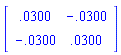 Matrix([[0.300000000000000e-1, -0.300000000000000e-1], [-0.300000000000000e-1, 0.300000000000000e-1]])
