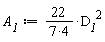 A__1 := 22*D__1^2/(7*4)