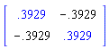 Matrix([[11/28, -11/28], [-11/28, 11/28]])