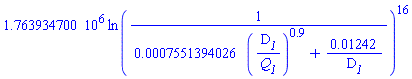 1763934.700*ln(1/(0.7551394026e-3*(D__1/Q__1)^.9+0.1242e-1/D__1))^16