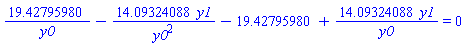 19.42795980/y0-14.09324088*y1/y0^2-19.42795980+14.09324088*y1/y0 = 0