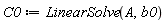C0 := LinearSolve(A, b0)