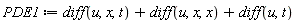 PDE1 := diff(u, x, t)+diff(u, x, x)+diff(u, t)