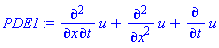 diff(diff(u, t), x)+diff(diff(u, x), x)+diff(u, t)