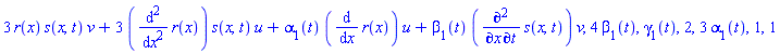 3*r(x)*s(x, t)*v+3*(diff(diff(r(x), x), x))*s(x, t)*u+alpha[1](t)*(diff(r(x), x))*u+beta[1](t)*(diff(diff(s(x, t), t), x))*v, 4*beta[1](t), gamma[1](t), 2, 3*alpha[1](t), 1, 1