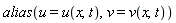 alias(u = u(x, t), v = v(x, t))