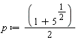 p := (1+5^(1/2))*(1/2)