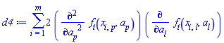sum(2*(diff(diff(f[t](x[i, p], a[p]), a[p]), a[p]))*(diff(f[t](x[i, l], a[l]), a[l])), i = 1 .. m)