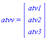 atvv := Vector(3, {(1) = atv1, (2) = atv2, (3) = atv3})