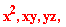 "x^(2), xy, yz, "
