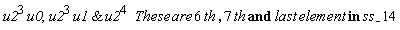 "u2^3 u0,u2^3 u1 & u2^4   These are 6 th , 7 th and last element in ss[-]14"