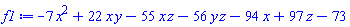 -7*x^2+22*x*y-55*x*z-56*y*z-94*x+97*z-73