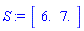 S := Vector[row](2, {(1) = 6.0, (2) = 7.0}, datatype = float[8])
