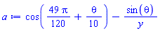 cos((49/120)*Pi+(1/10)*theta)-sin(theta)/y