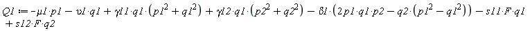 Q1 := -mu1*p1-upsilon1*q1+gamma11*q1*(p1^2+q1^2)+gamma12*q1*(p2^2+q2^2)-delta1*(2*p1*q1*p2-q2*(p1^2-q1^2))-s11*F*q1+s12*F*q2