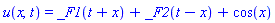 u(x, t) = _F1(t+x)+_F2(t-x)+cos(x)
