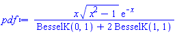 x*(x^2-1)^(1/2)*exp(-x)/(BesselK(0, 1)+2*BesselK(1, 1))