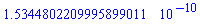 0.15344802209995899011e-9
