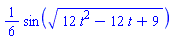 (1/6)*sin((12*t^2-12*t+9)^(1/2))