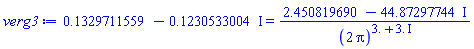.1329711559-.1230533004*I = (2.450819690-44.87297744*I)/(2*Pi)^(3.+3.*I)