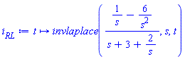 proc (t) options operator, arrow; invlaplace((1/s-6/s^2)/(s+3+2/s), s, t) end proc