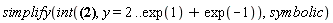 simplify(int(16*Pi*(arctanh((-1+y+(y^2-4)^(1/2))/(y+(y^2-4)^(1/2)+1))-arctanh(1/3))^2, y = 2 .. exp(1)+exp(-1)), symbolic)
