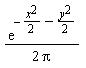 exp(`&ndash;`((1/2)*x^2)-(1/2)*y^2)/(2*Pi)
