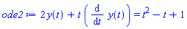 2*y(t)+t*(diff(y(t), t)) = t^2-t+1