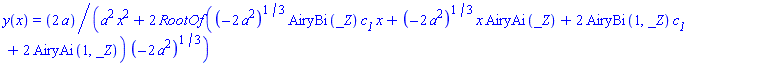 y(x) = 2*a/(a^2*x^2+2*RootOf((-2*a^2)^(1/3)*AiryBi(_Z)*c__1*x+(-2*a^2)^(1/3)*x*AiryAi(_Z)+2*AiryBi(1, _Z)*c__1+2*AiryAi(1, _Z))*(-2*a^2)^(1/3))