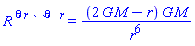 `R `^theta*``^r*` `^theta*`  `^r = (2*G*M-r)*G*M/r^6