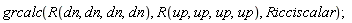 grcalc(R(dn, dn, dn, dn), R(up, up, up, up), Ricciscalar);