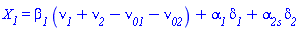 X__1 = beta__1*(nu__1+nu__2-nu__01-nu__02)+alpha__1*delta__1+alpha__2s*delta__2
