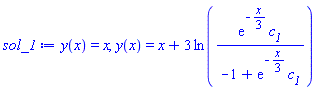 y(x) = x, y(x) = x+3*ln(exp(-(1/3)*x)*c__1/(-1+exp(-(1/3)*x)*c__1))