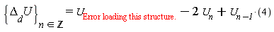 `U__&Delta;__d__U__n&in;&Zopf;` = `U__Error loading this structure.`-2*U__n+4*`U__n-1`