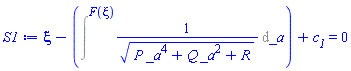xi-Intat(1/(P*_a^4+Q*_a^2+R)^(1/2), _a = F(xi))+c__1 = 0