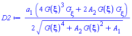 (1/2)*a[1]*(4*G(xi)^3*(diff(G(xi), xi))+2*A[2]*G(xi)*(diff(G(xi), xi)))/(G(xi)^4+A[2]*G(xi)^2+A[1])^(1/2)