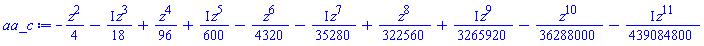 -(1/4)*z^2-((1/18)*I)*z^3+(1/96)*z^4+((1/600)*I)*z^5-(1/4320)*z^6-((1/35280)*I)*z^7+(1/322560)*z^8+((1/3265920)*I)*z^9-(1/36288000)*z^10-((1/439084800)*I)*z^11