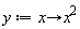 y := proc (x) options operator, arrow; x^2 end proc