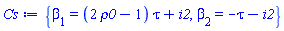 {beta[1] = (2*rho0-1)*tau+i2, beta[2] = -tau-i2}