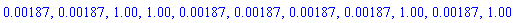0.187e-2, 0.187e-2, 1.00, 1.00, 0.187e-2, 0.187e-2, 0.187e-2, 0.187e-2, 1.00, 0.187e-2, 1.00