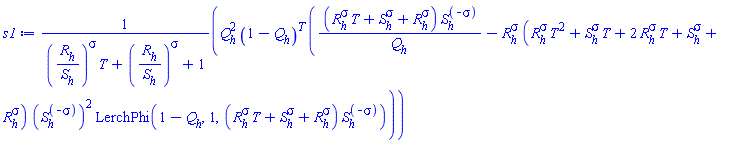 Q[h]^2*(1-Q[h])^T*((R[h]^sigma*T+S[h]^sigma+R[h]^sigma)*S[h]^(-sigma)/Q[h]-R[h]^sigma*(R[h]^sigma*T^2+S[h]^sigma*T+2*R[h]^sigma*T+S[h]^sigma+R[h]^sigma)*(S[h]^(-sigma))^2*LerchPhi(1-Q[h], 1, (R[h]^sigma*T+S[h]^sigma+R[h]^sigma)*S[h]^(-sigma)))/((R[h]/S[h])^sigma*T+(R[h]/S[h])^sigma+1)