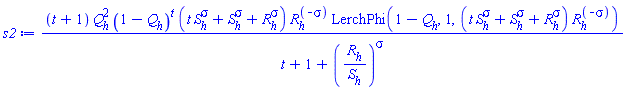 (t+1)*Q[h]^2*(1-Q[h])^t*(t*S[h]^sigma+S[h]^sigma+R[h]^sigma)*R[h]^(-sigma)*LerchPhi(1-Q[h], 1, (t*S[h]^sigma+S[h]^sigma+R[h]^sigma)*R[h]^(-sigma))/(t+1+(R[h]/S[h])^sigma)