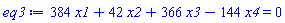384*x1+42*x2+366*x3-144*x4 = 0