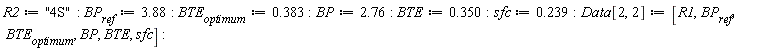 R2 := "4S"; BP__ref := 3.88; BTE__optimum := .383; BP := 2.76; BTE := .350; sfc := .239; Data[2, 2] := [R1, BP__ref, BTE__optimum, BP, BTE, sfc]