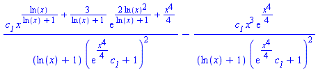 c__1*x^(ln(x)/(ln(x)+1)+3/(ln(x)+1))*exp(2*ln(x)^2/(ln(x)+1)+(1/4)*x^4)/((ln(x)+1)*(exp((1/4)*x^4)*c__1+1)^2)-c__1*x^3*exp((1/4)*x^4)/((ln(x)+1)*(exp((1/4)*x^4)*c__1+1)^2)